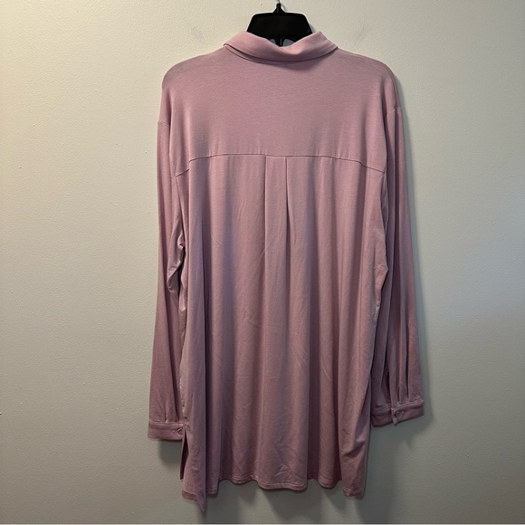 Eileen Fisher Women’s Pink Fine Jersey Classic Collar Long Sleeve Shirt Sz L NWT - Picture 3 of 5